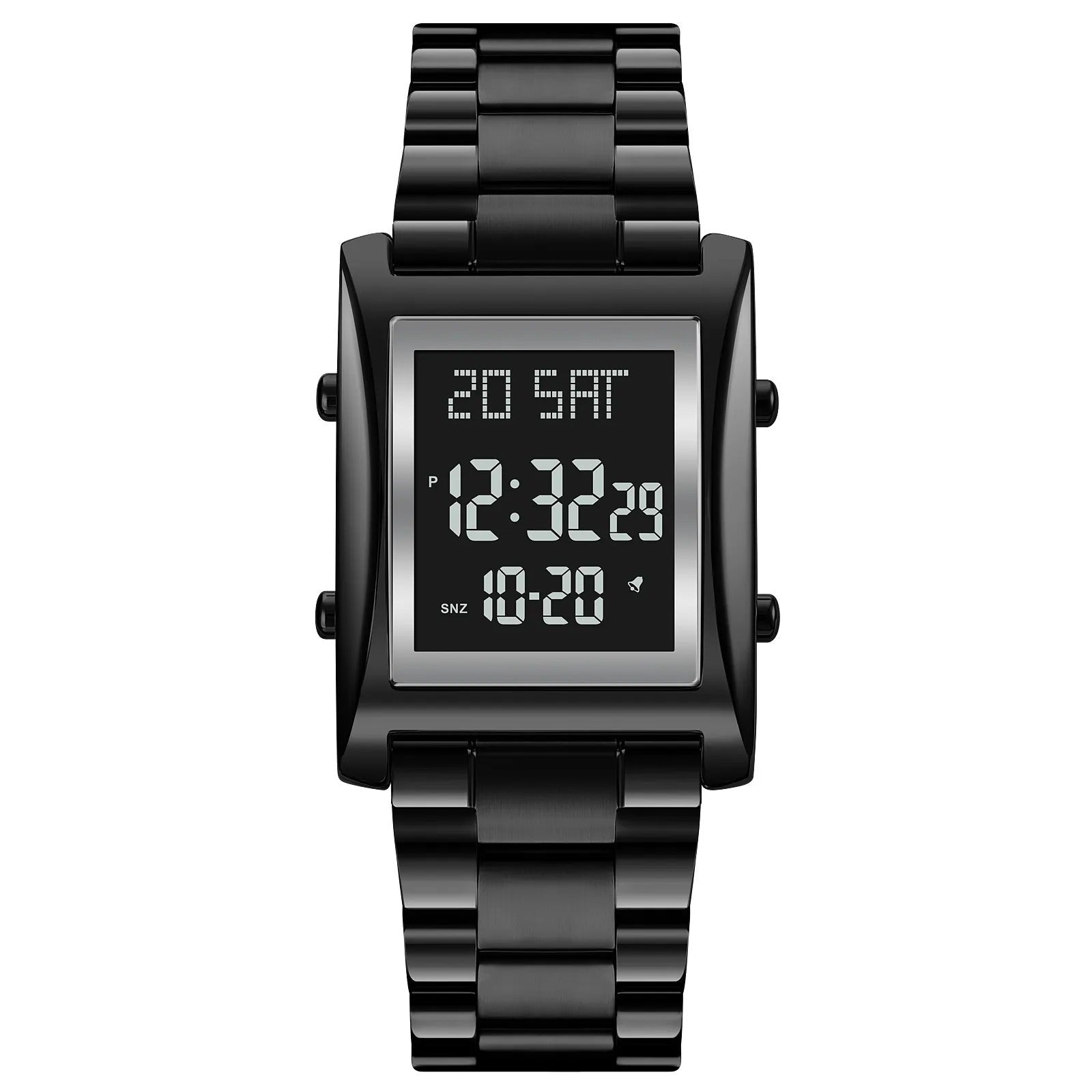 SKMEI 1812 Matte Black Rectangle Digital Watch front view