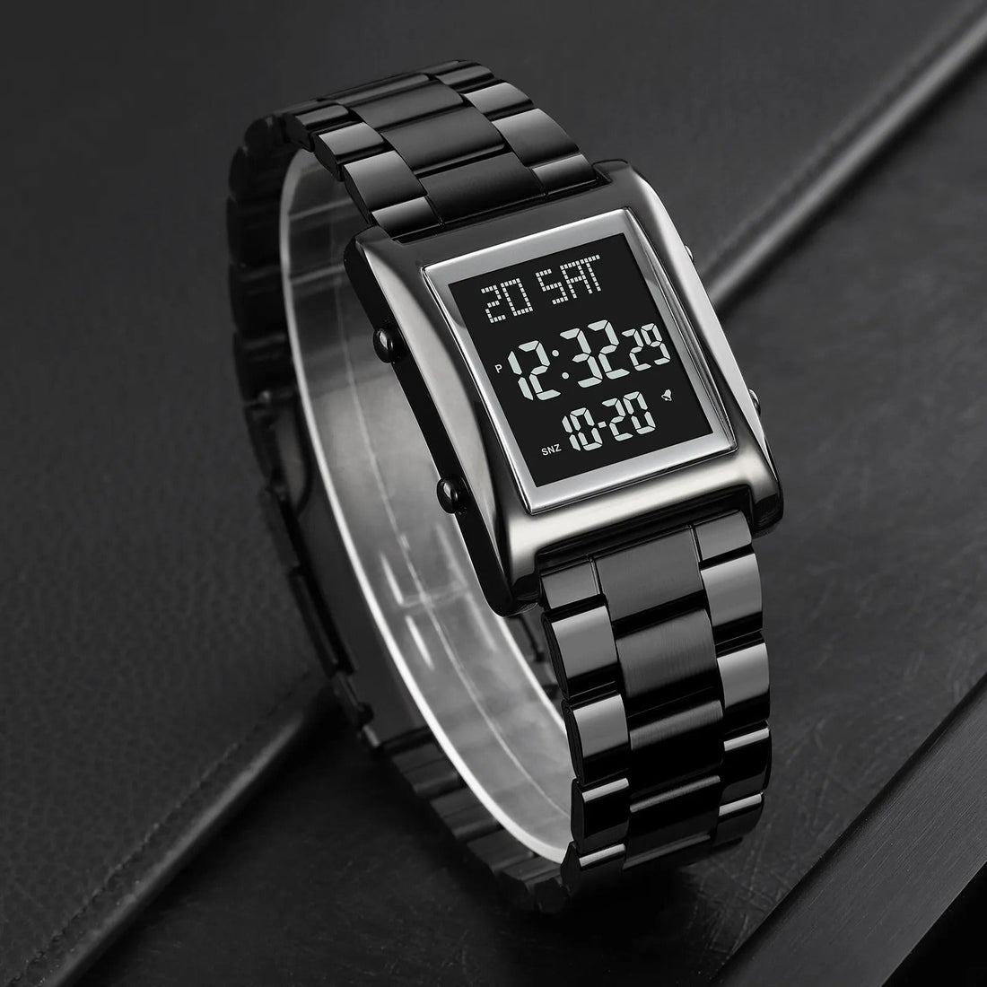 SKMEI 1812 Matte Black Rectangle Digital Watch front view
