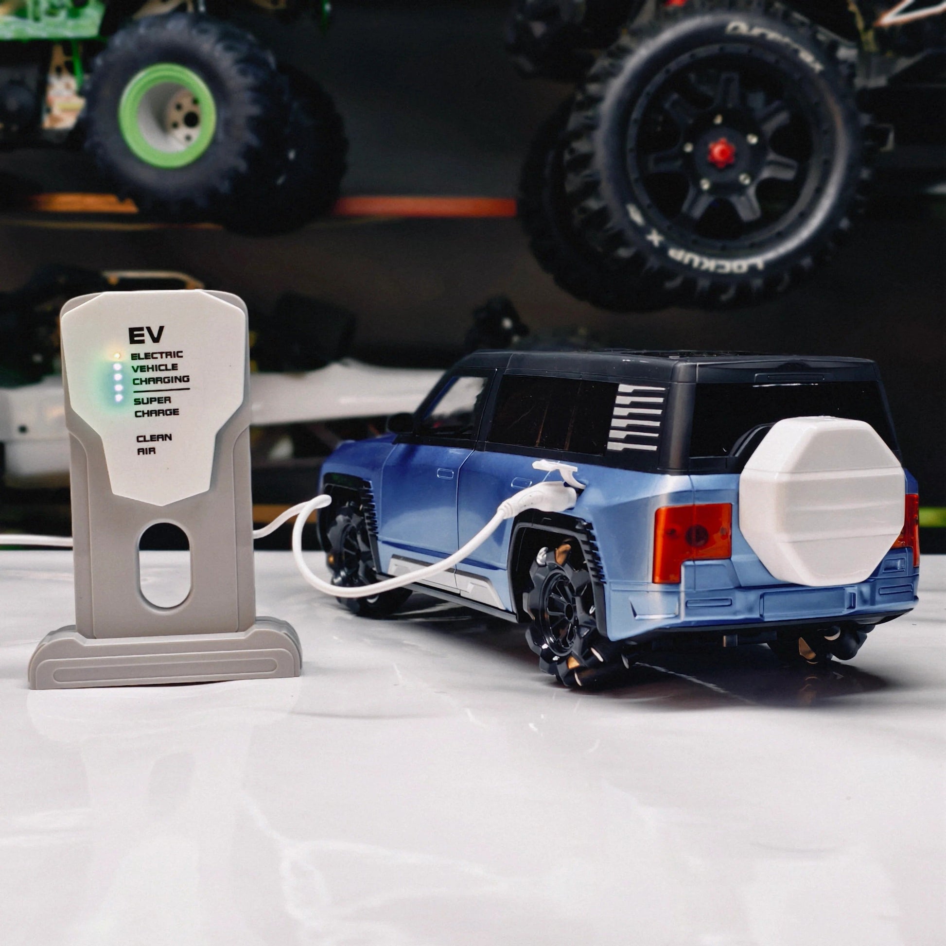 MOKA U8 RC Electric SUV top view with all four doors open showing detailed interior