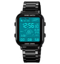 SKMEI digital watch black teal backlight front