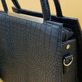 Black croco tote bag - back view