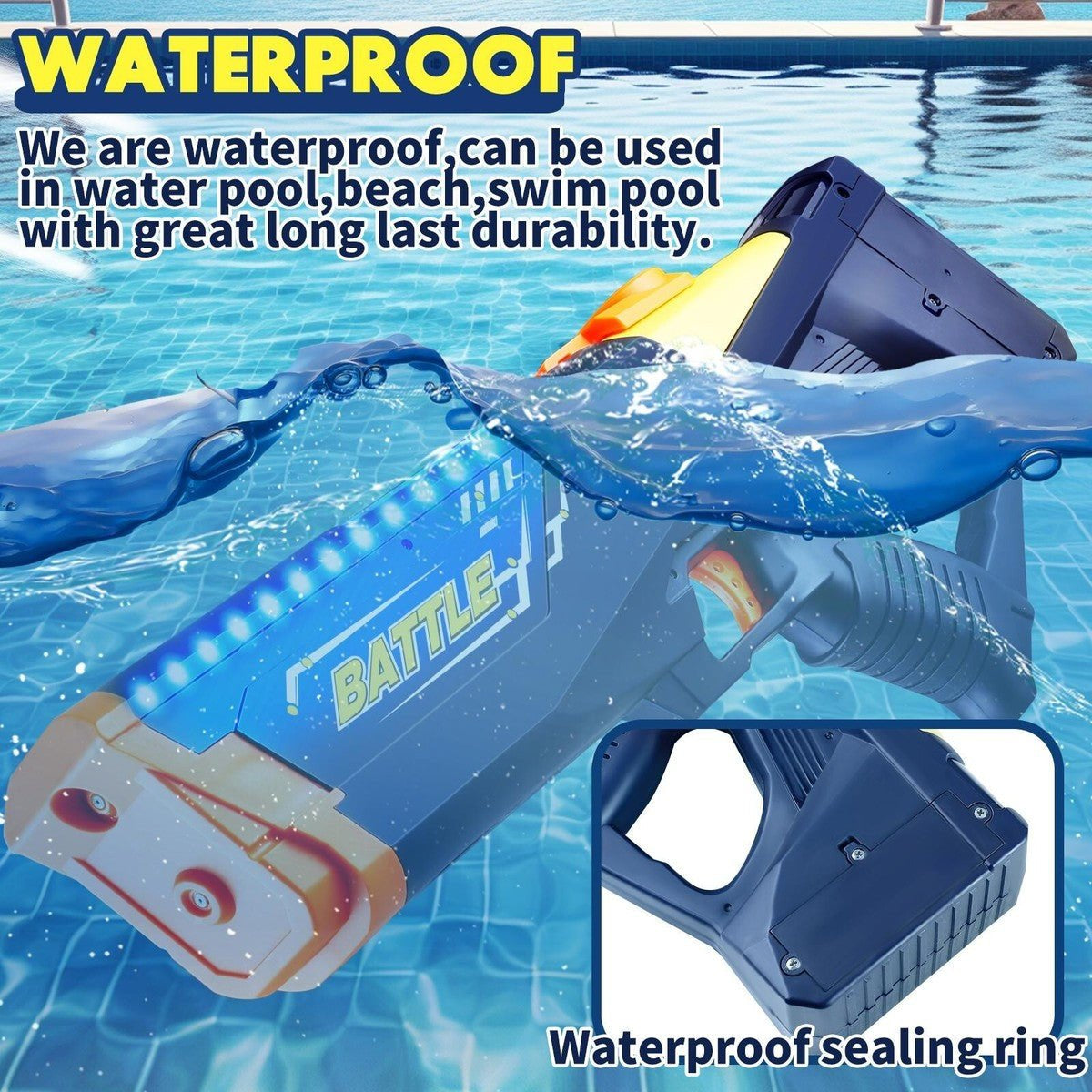 Summer Warrior Water Blaster boy shooting with product box 32FT long range