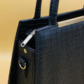 Black croco tote bag - angle side view