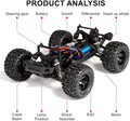 RC Monster Truck with 2.4GHz pistol-grip remote controller on white background