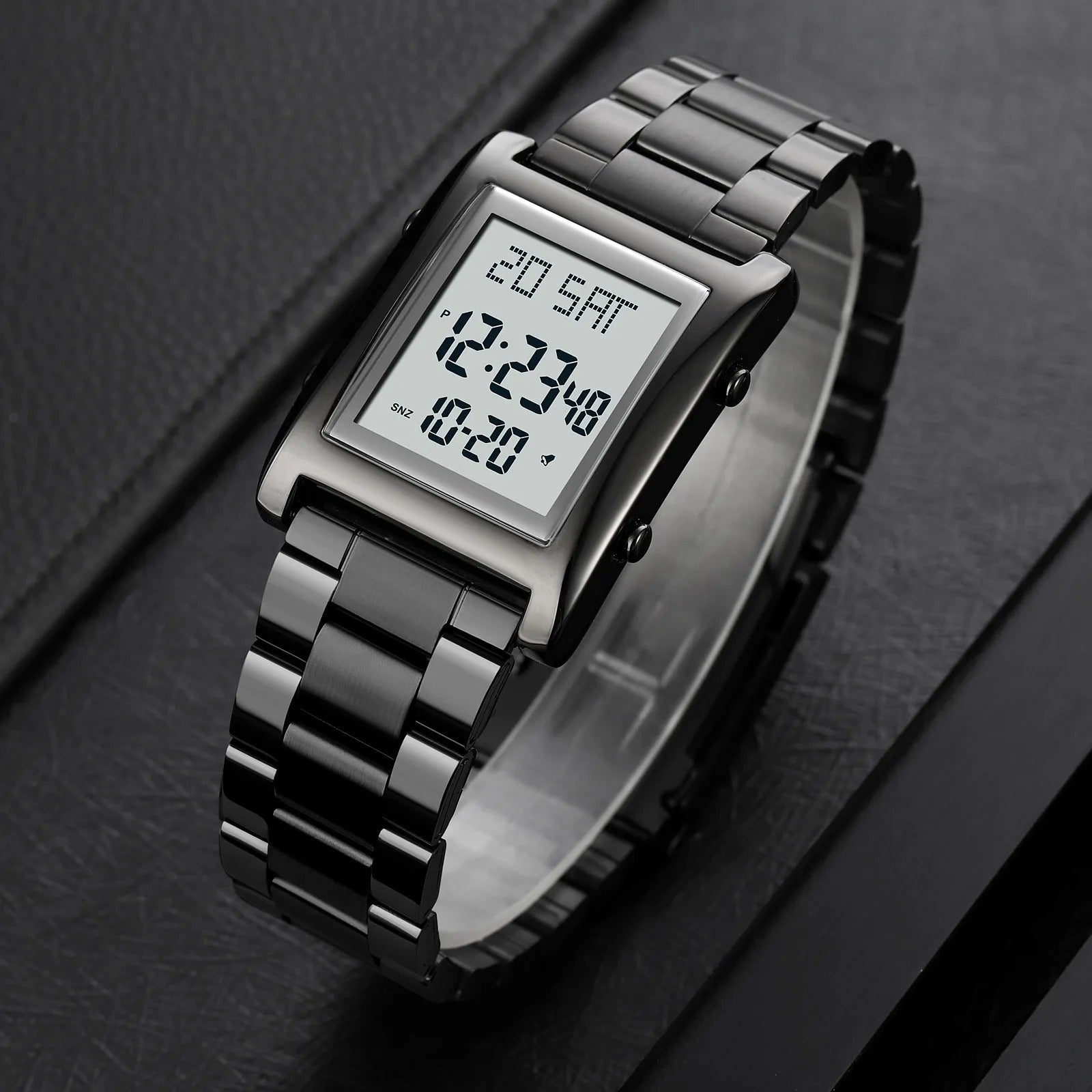 SKMEI 1812 Rose Gold Digital Watch angled lifestyle on dark surface