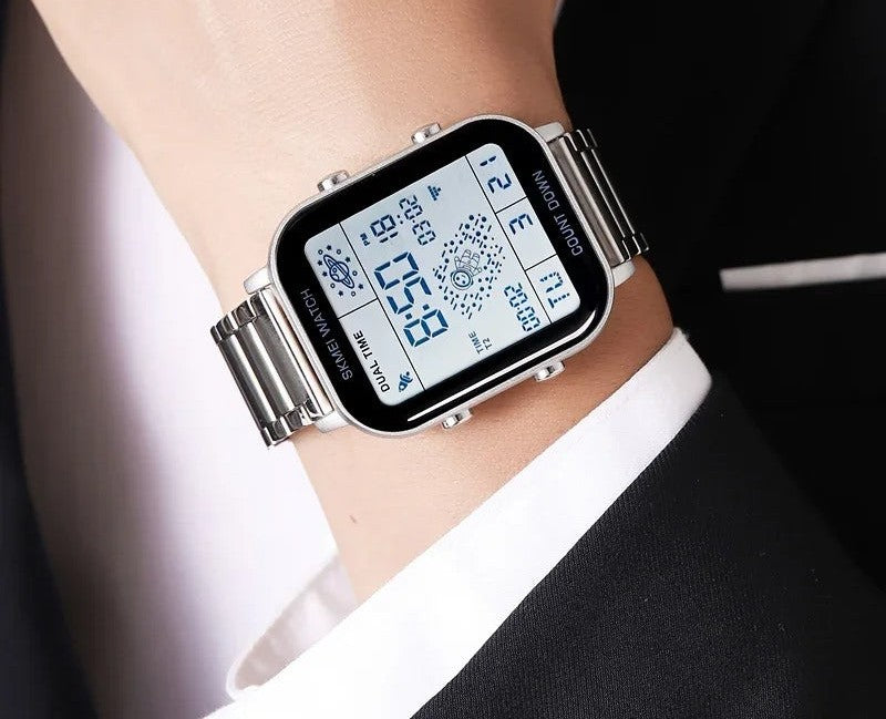 SKMEI digital watch black teal backlight display