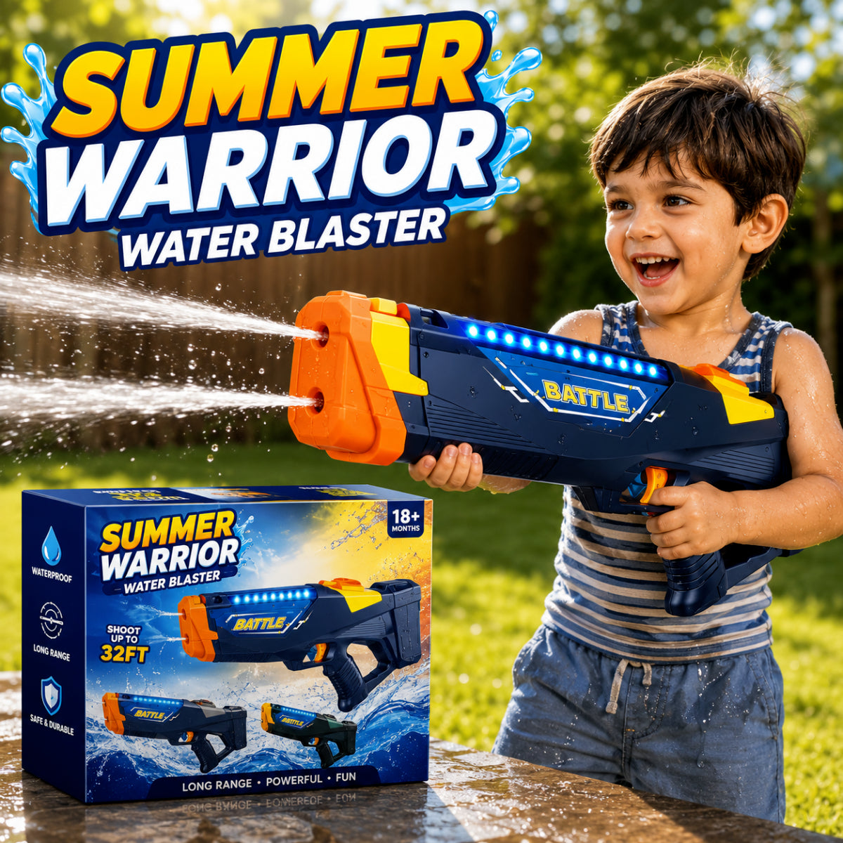 Battle Water Blaster complete set with rechargeable battery and USB charging cable