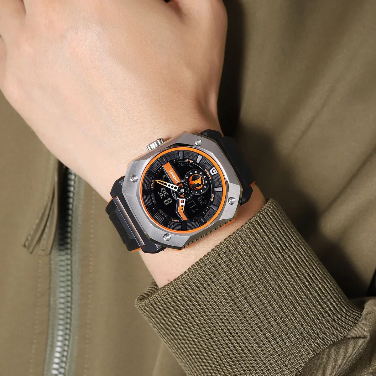 SKMEI Square Sport Watch Black angled side view