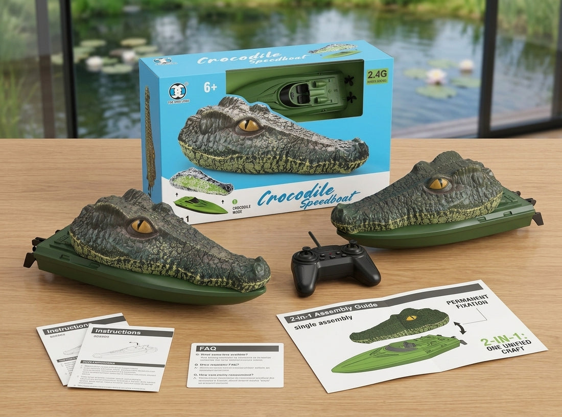 2-in-1 Remote Control Crocodile Speedboat Toy (2.4GHz High Speed Boat)