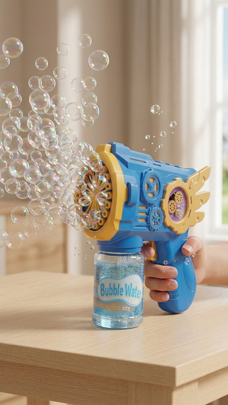 Flying Armor Bubble Gun blue close-up