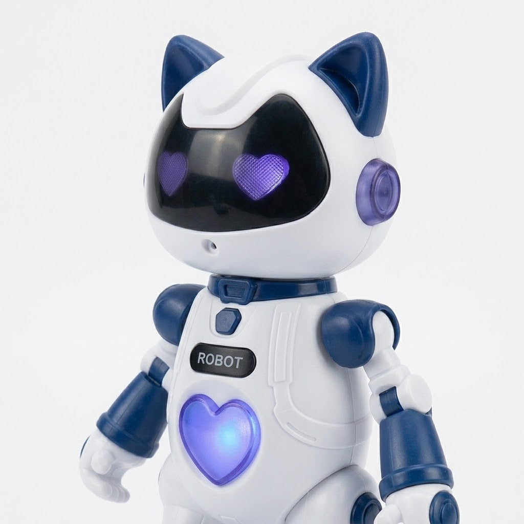 Interactive Dancing Robot Toy for Kids – LED Heart Light, Music & Moving Robot