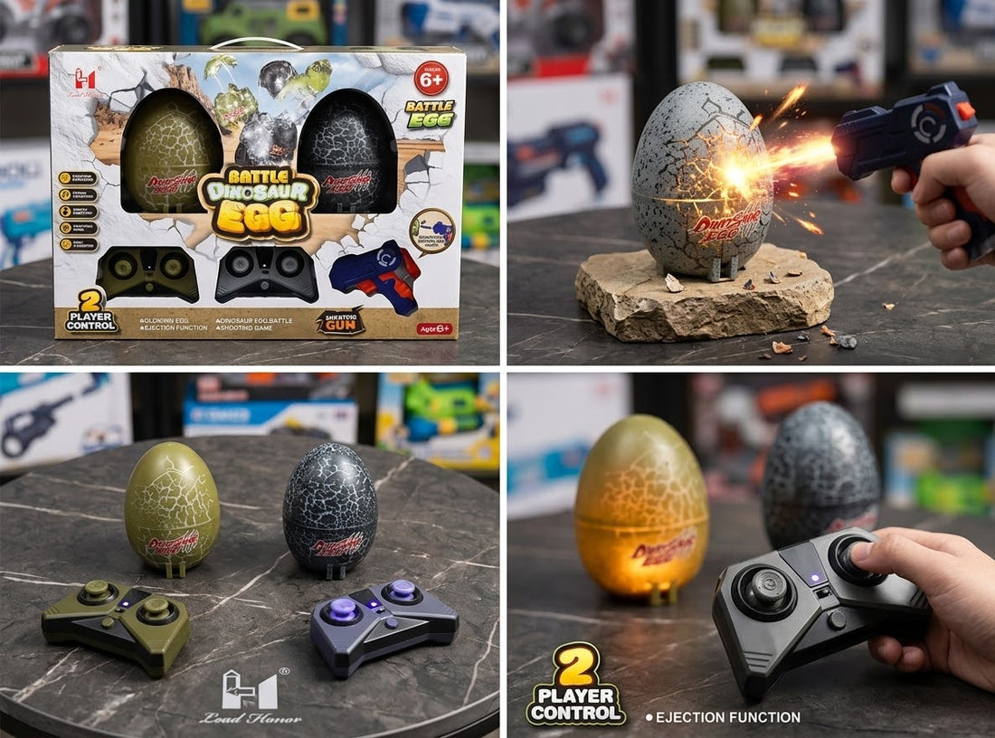 Interactive Battle Dinosaur Egg Toy Set with Infrared Shooting Gun & Dual RC Controllers (Ages 6+)