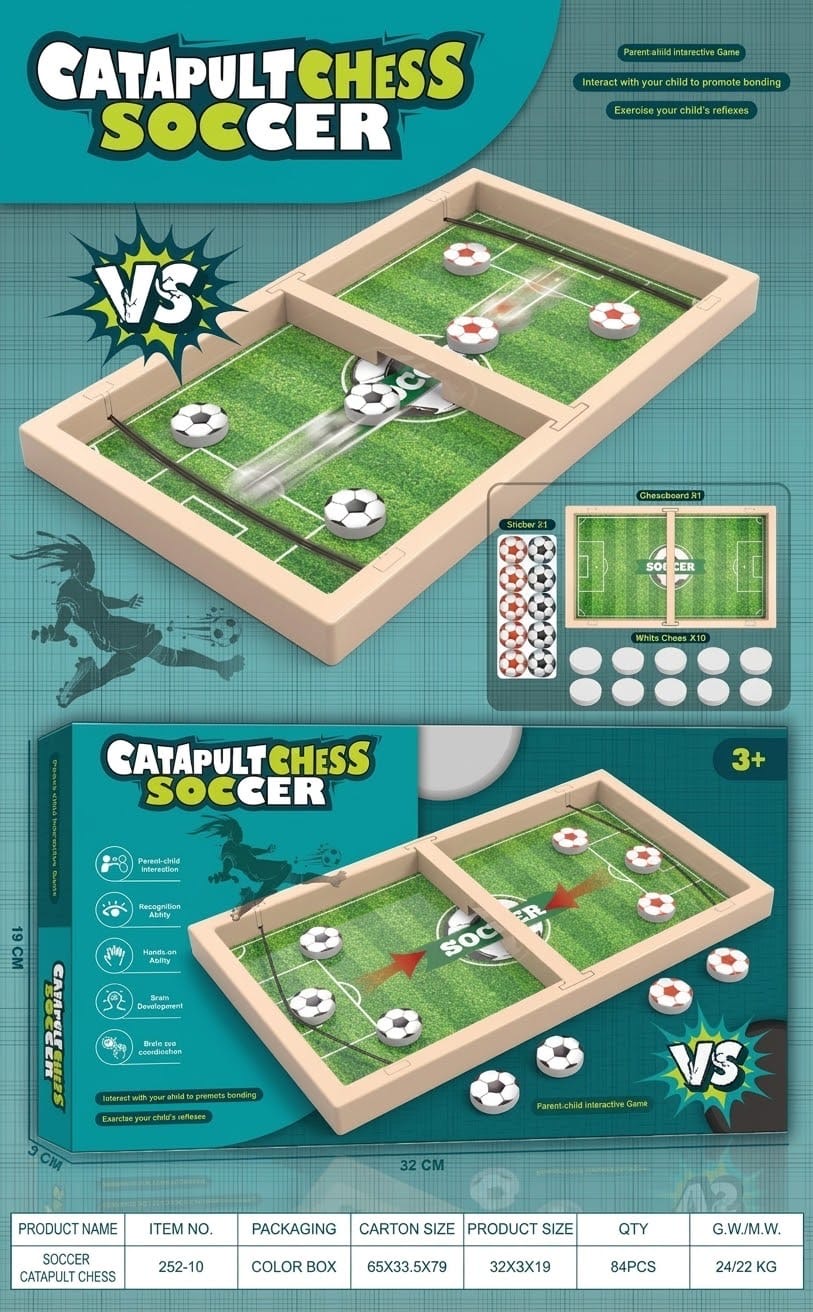 Catapult Chess Soccer game components