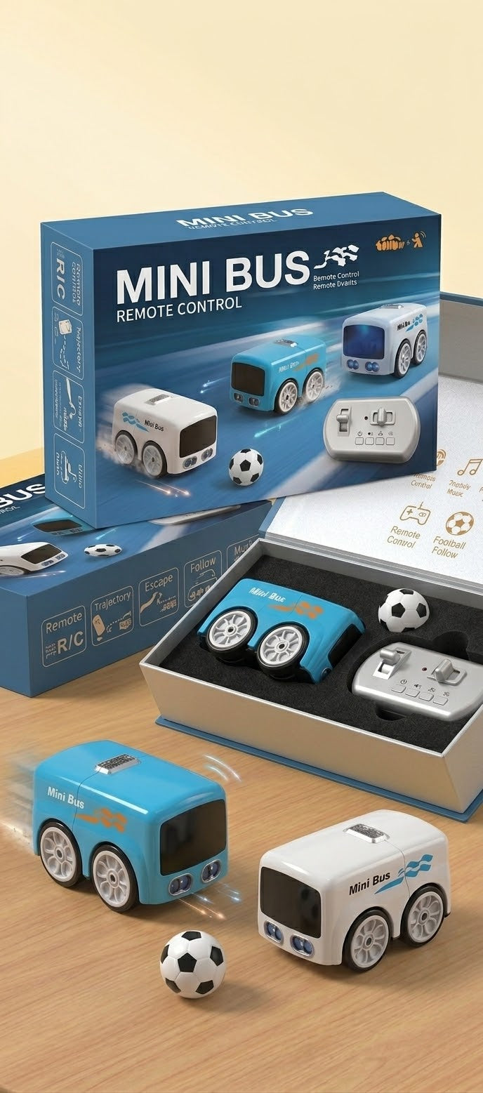 Interactive Remote Control Mini Bus Toy Set with Football & Follow Mode