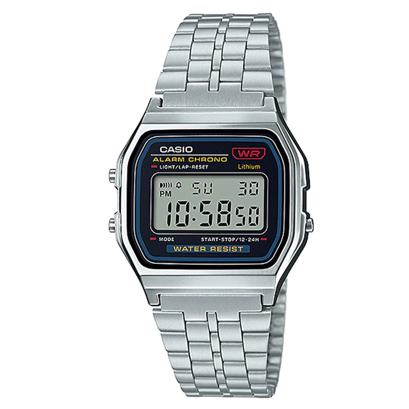 Casio A159W Vintage Silver Stainless Steel Digital Watch