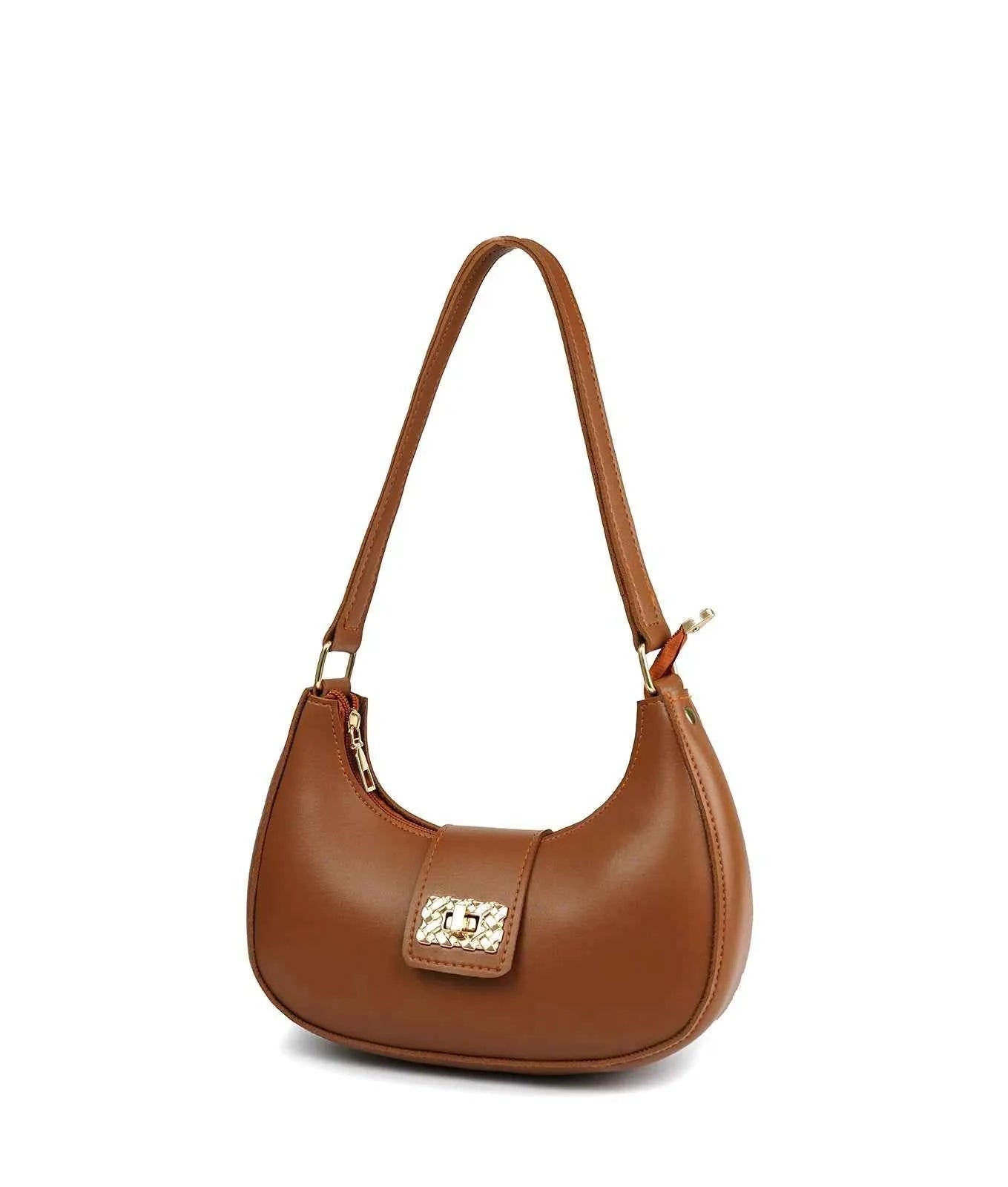 Bella Luxe Shoulder Bag in Camel - lifestyle front view