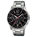 Casio MTP-1374D Stainless Steel Chronograph Black Dial Watch