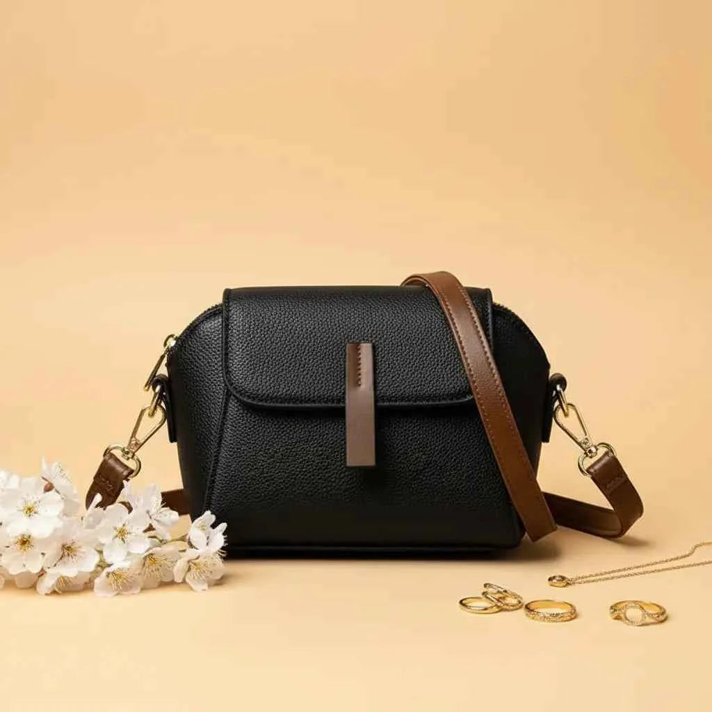 Cavelle crossbody purse in black - front view
