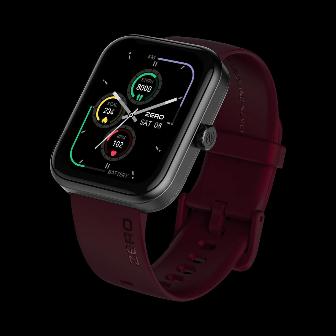 Zero smartwatch Red Berry color - front view