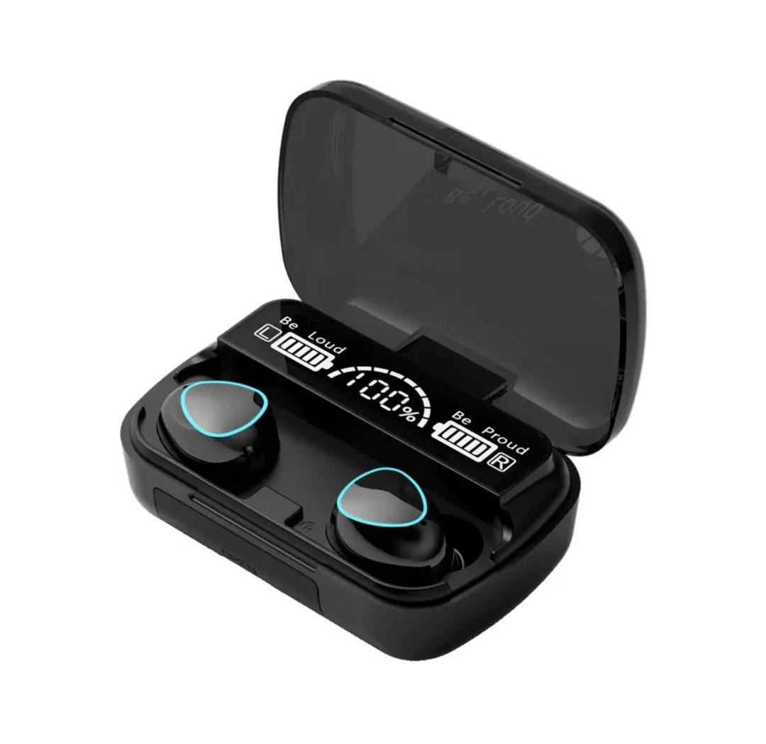 Black Earbuds with 2000mAh Power Bank & LED Display - Model 10 - 9D Hifi Sound